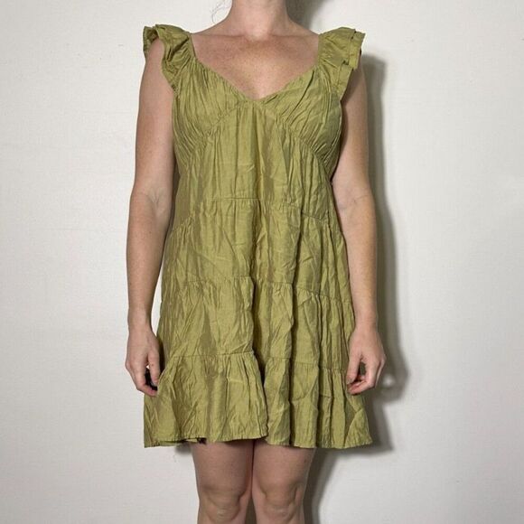 Blu Pepper Green Bohemian Mini Dress Size Large - Picture 3 of 4